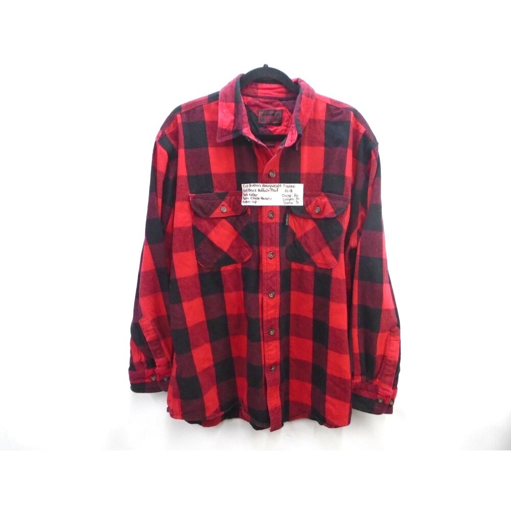 Five Brother Heavyweight Flannel Shirt Mens XL Regular Red Black Buffalo Plaid